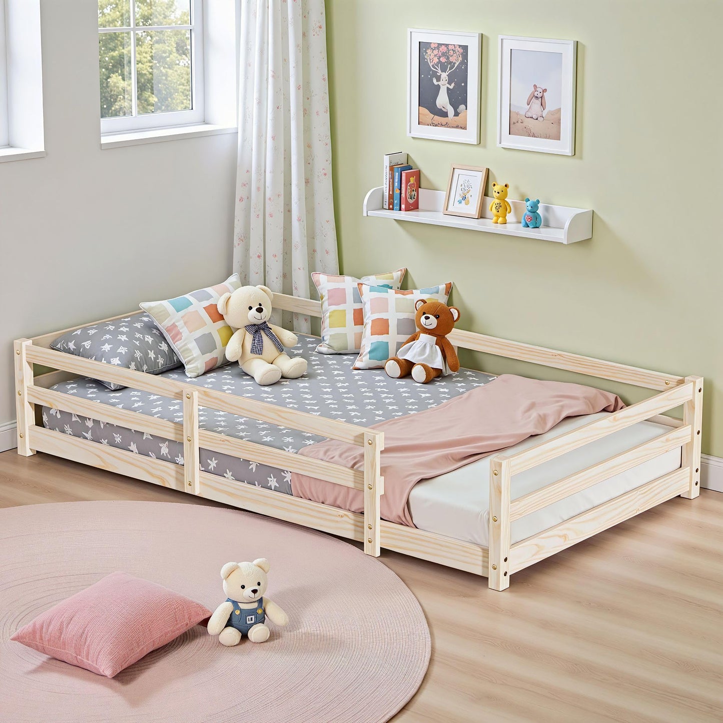 Montessori Floor Bed with Safety Rails