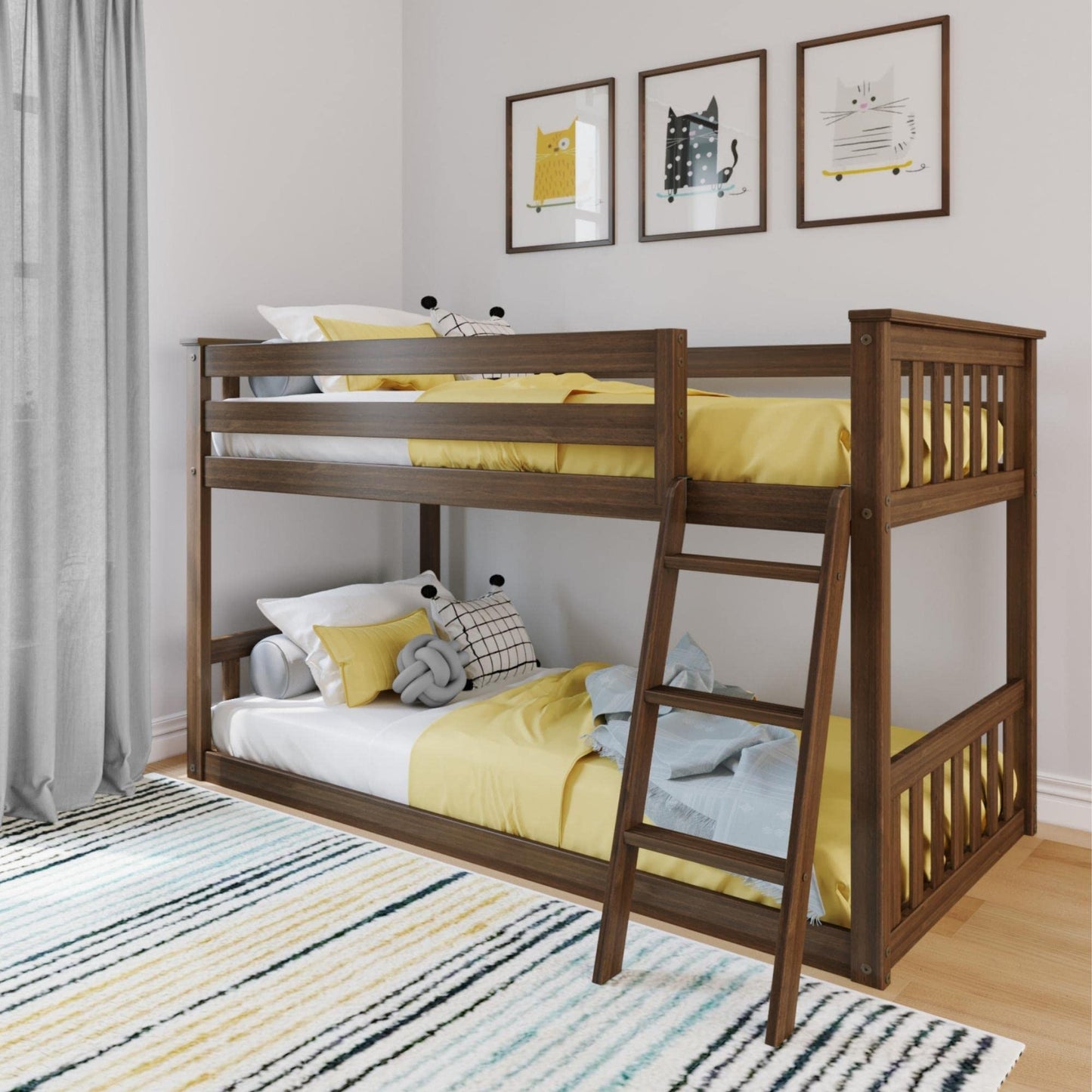 Twin Over Full Low Bunk Bed with Slide