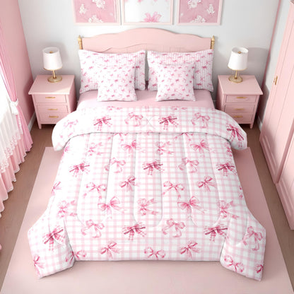 Pink Bow Bedding Set for Girls and Kids