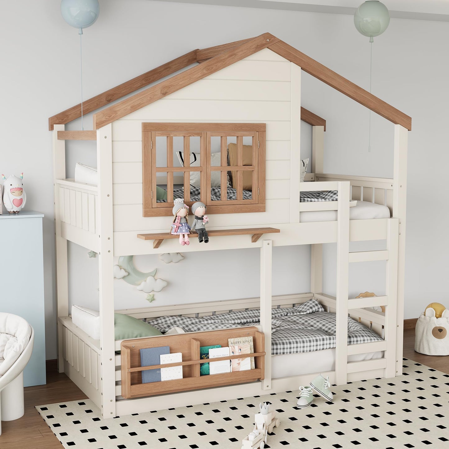 Twin House Bunk Bed with Storage Box