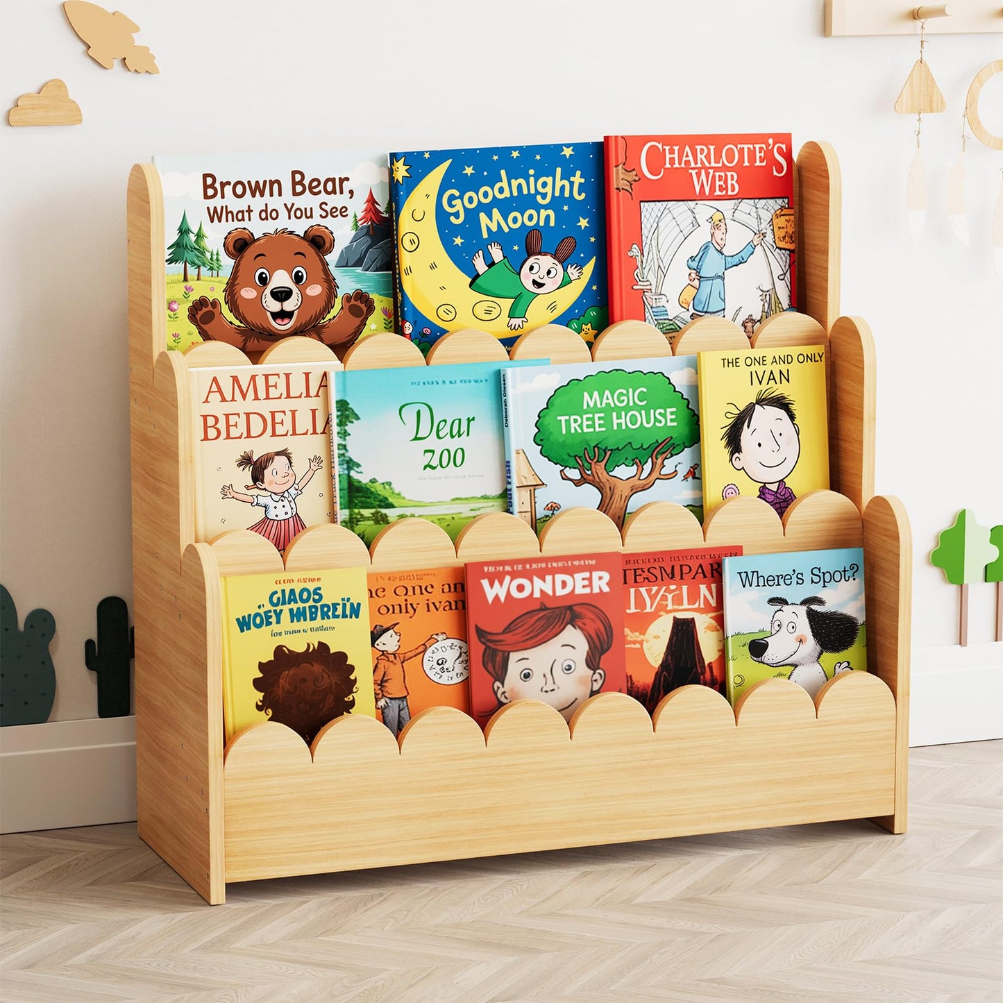 3-Tier Montessori Kids Bookshelf Organizer