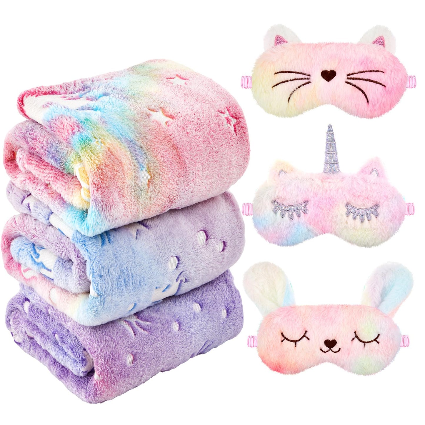 Kids Sleepover Blanket & Eye Mask Party Set