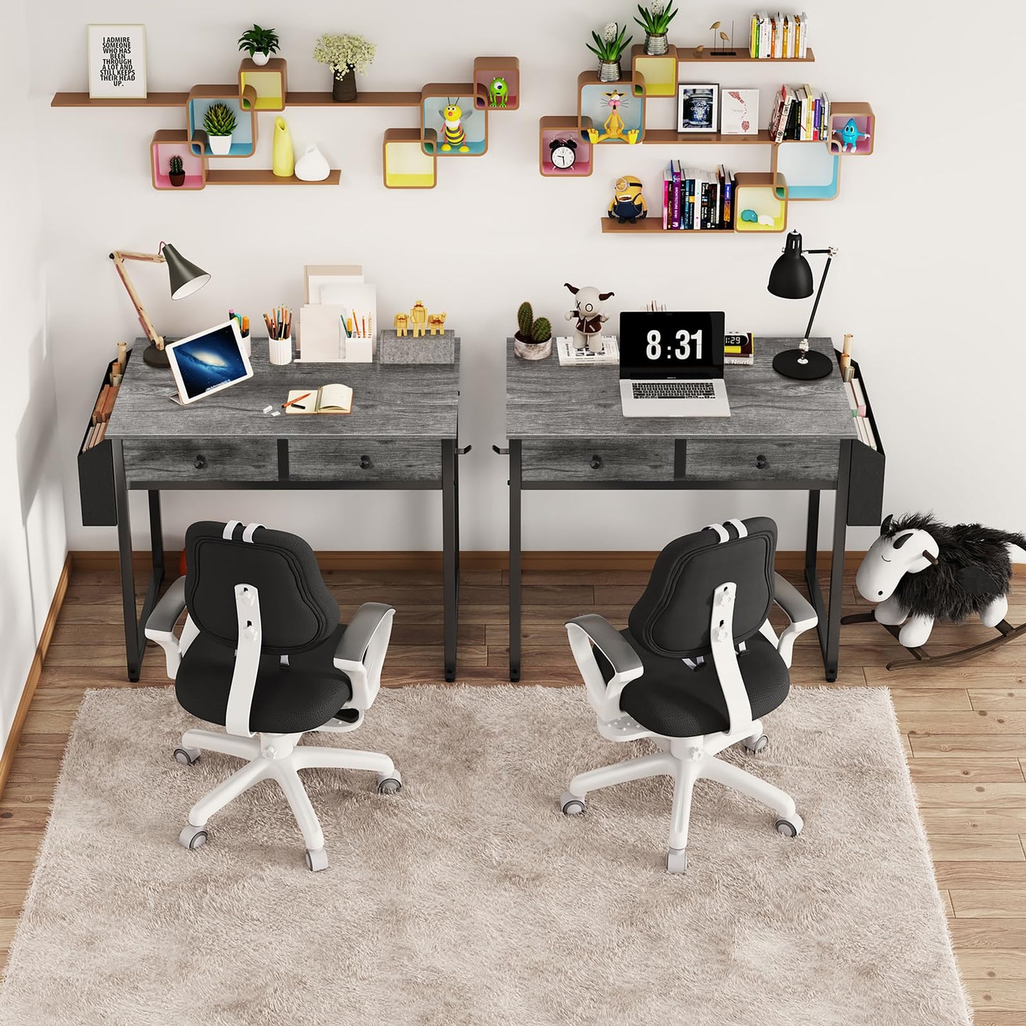 Computer Desk with Drawers and Storage Bag