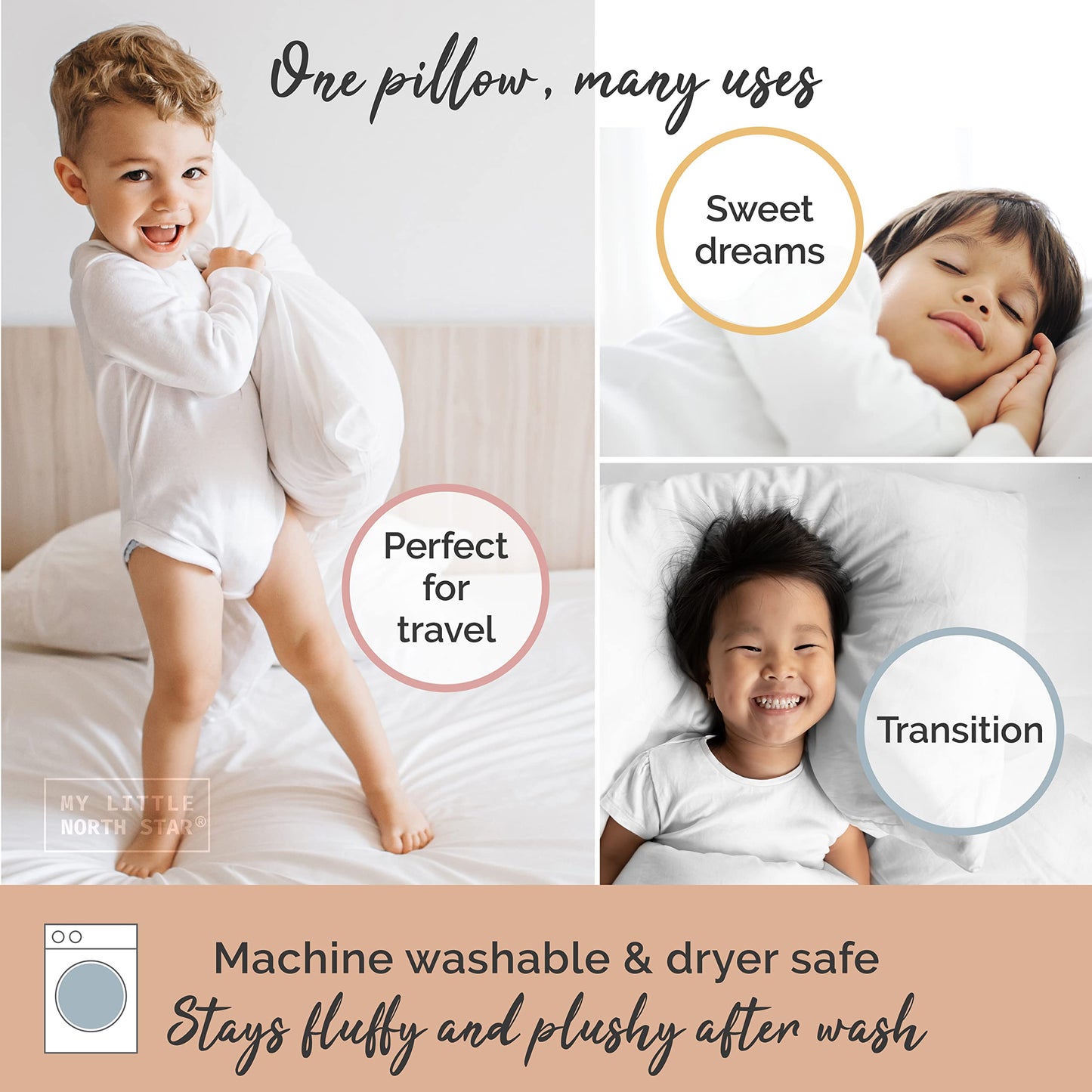 Toddler Pillow with Soft Washable Pillowcase