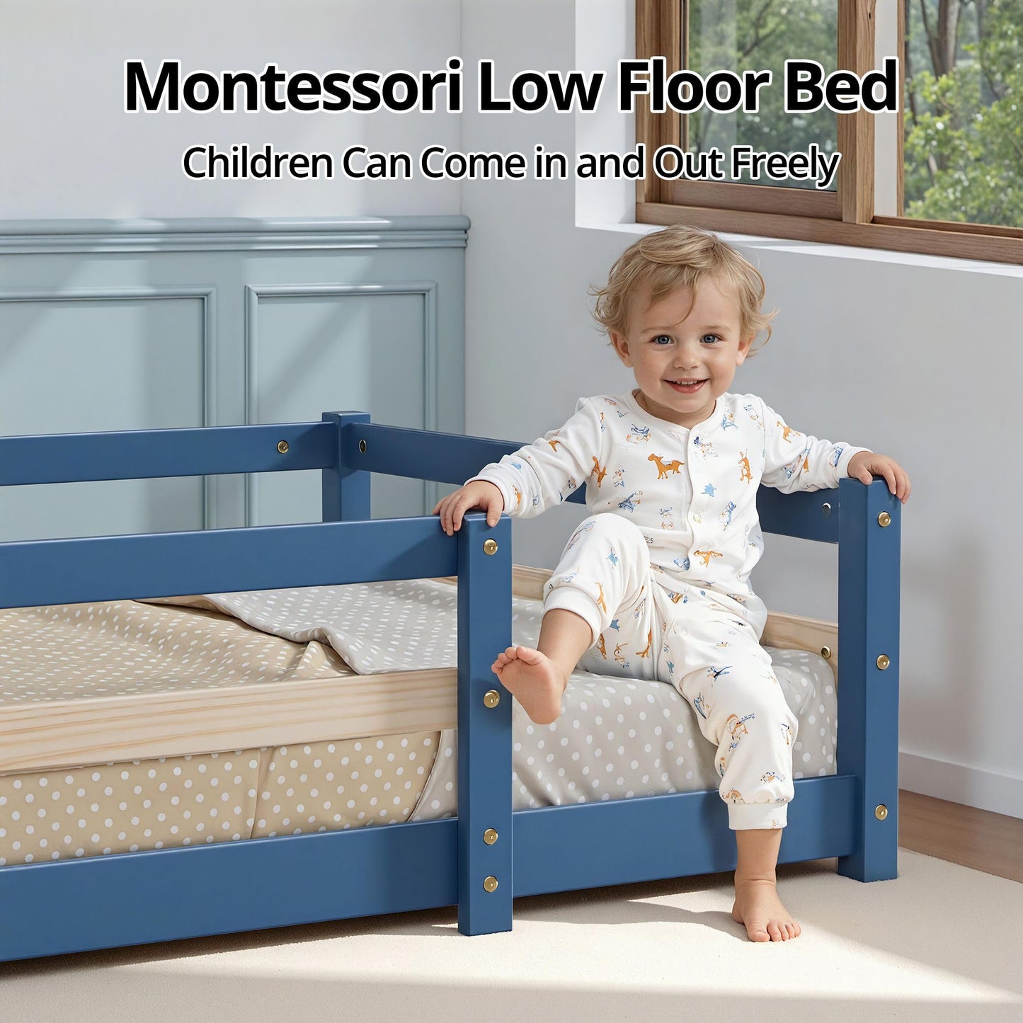 Montessori Floor Bed with Safety Rails