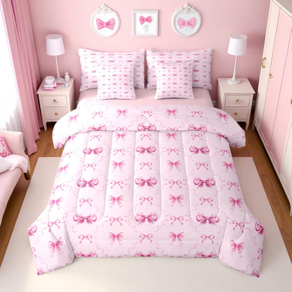 Pink Bow Bedding Set for Girls and Kids