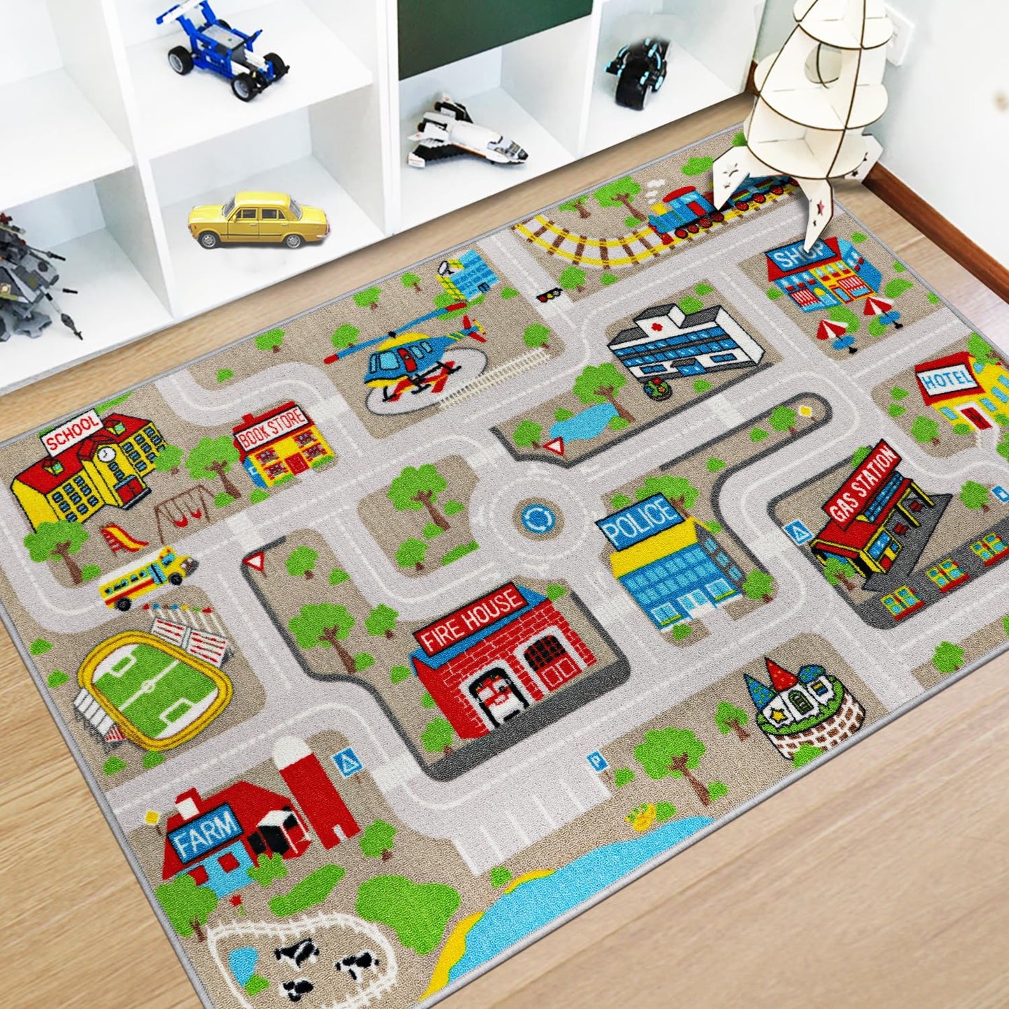 Educational Traffic Road Play Rug for Kids Room