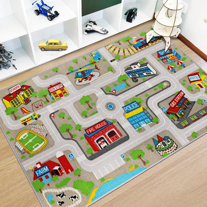 Educational Traffic Road Play Rug for Kids Room