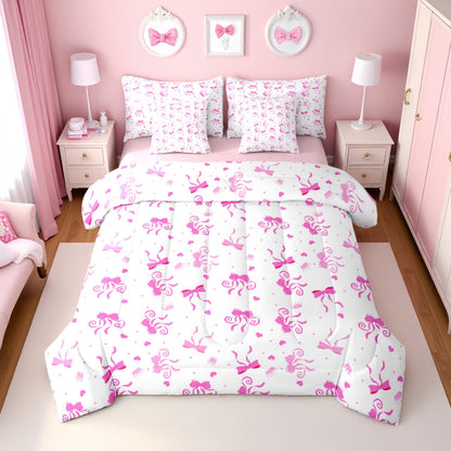 Pink Bow Bedding Set for Girls and Kids
