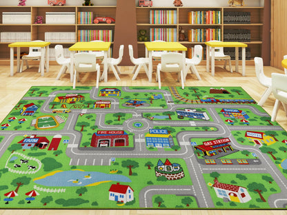 Educational Traffic Road Play Rug for Kids Room
