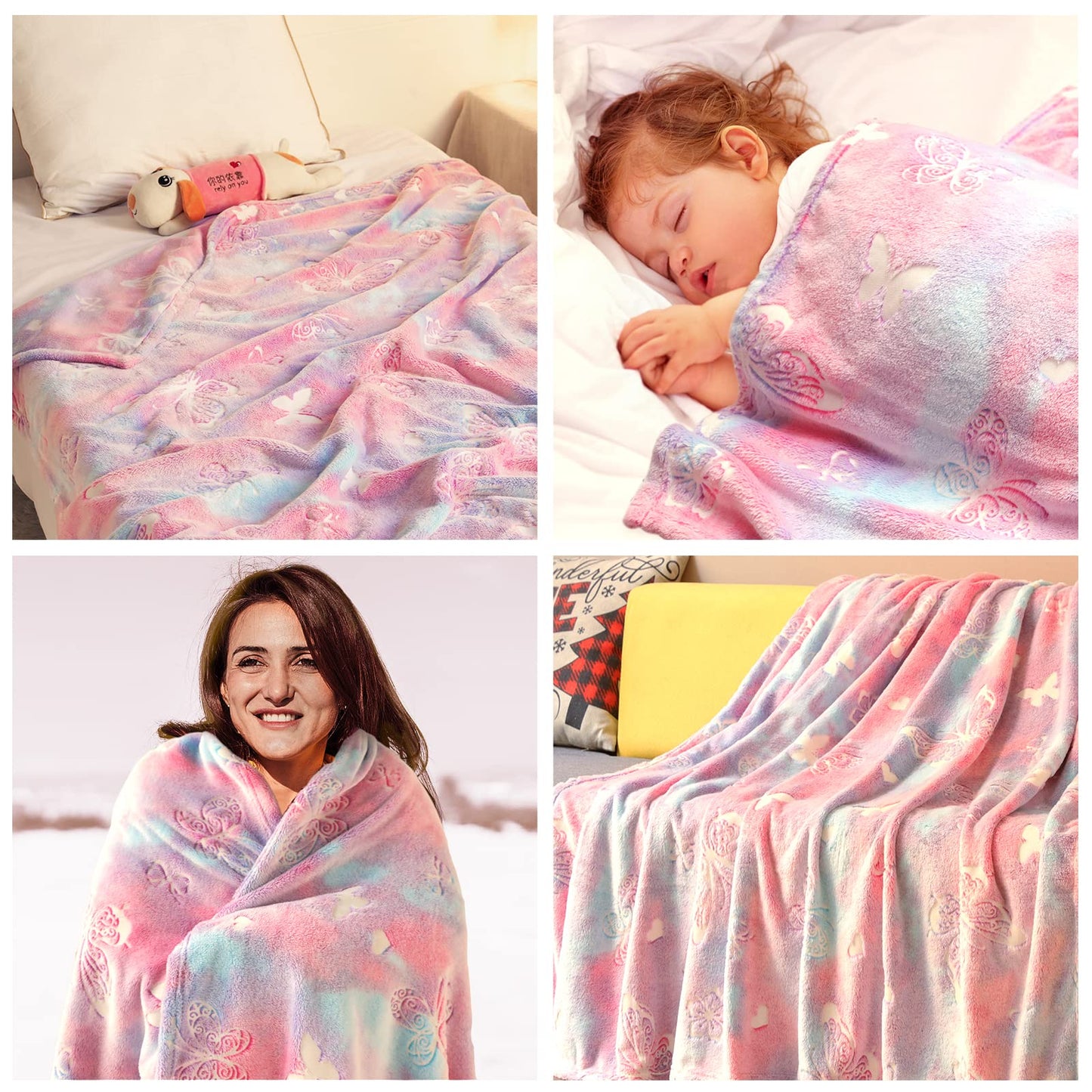 Glow-in-the-Dark Butterfly Blanket for Kids