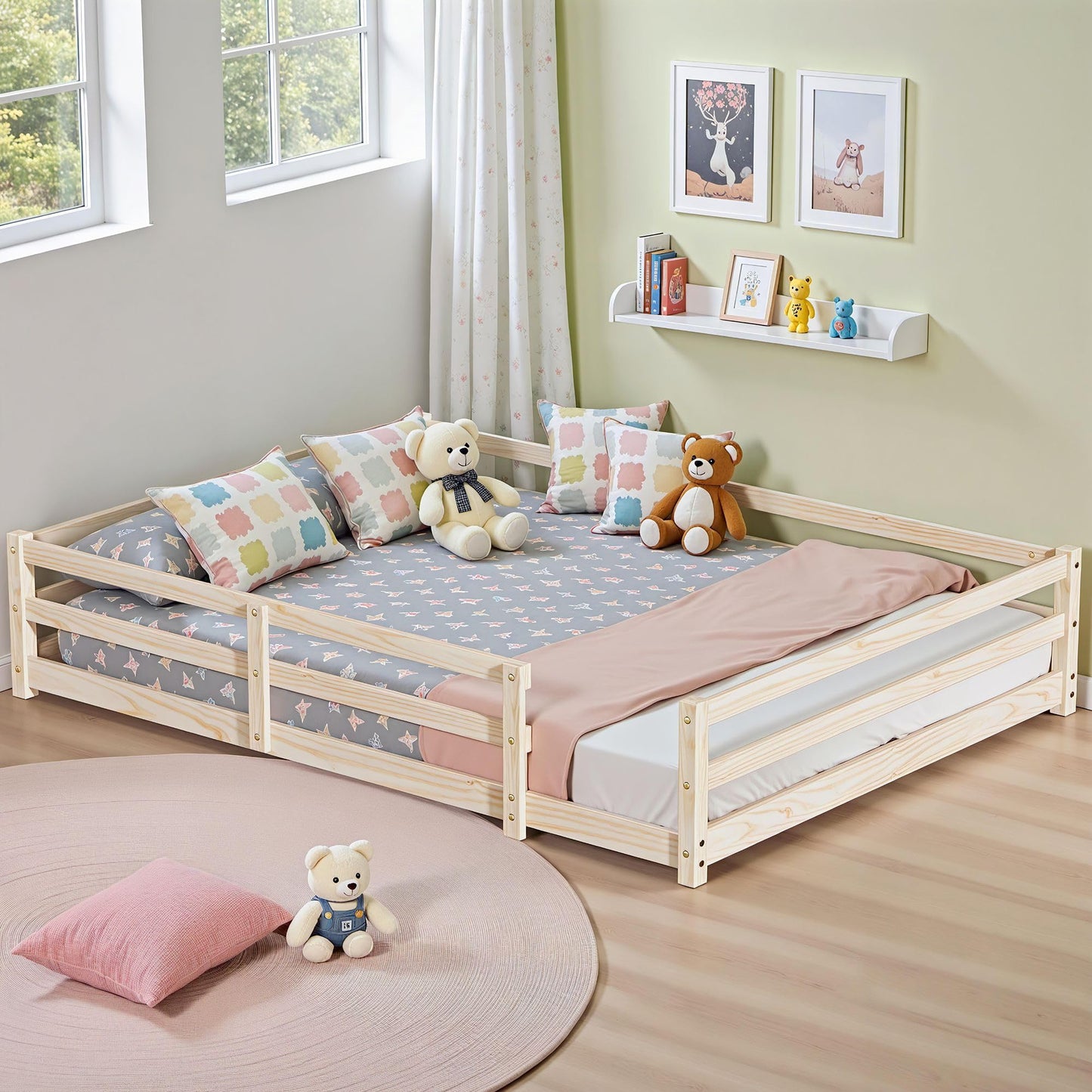 Montessori Floor Bed with Safety Rails