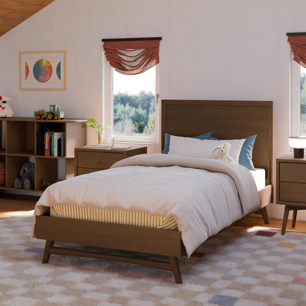 Solid Wood Twin Bed Frame with Headboard