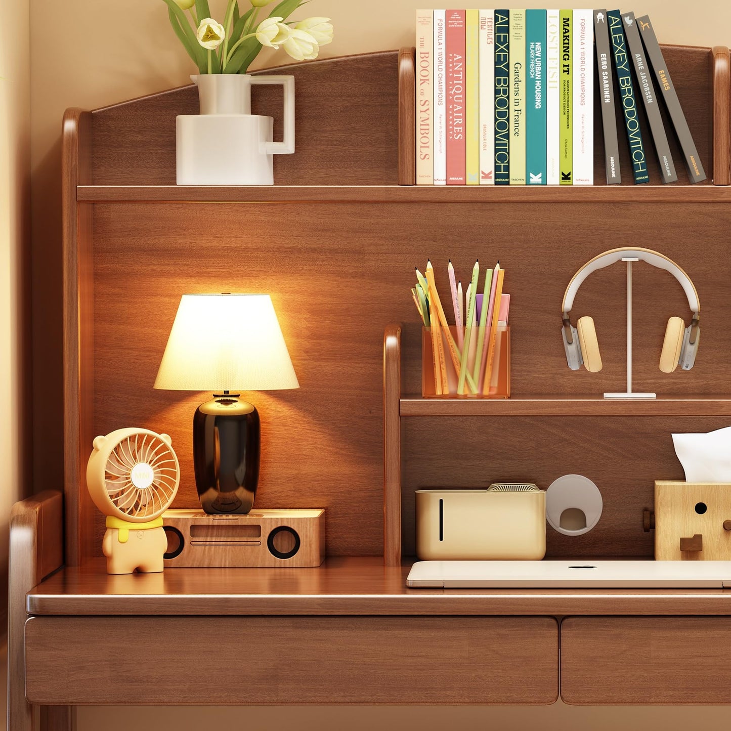 Kids Study Desk with Bookshelf and Drawers
