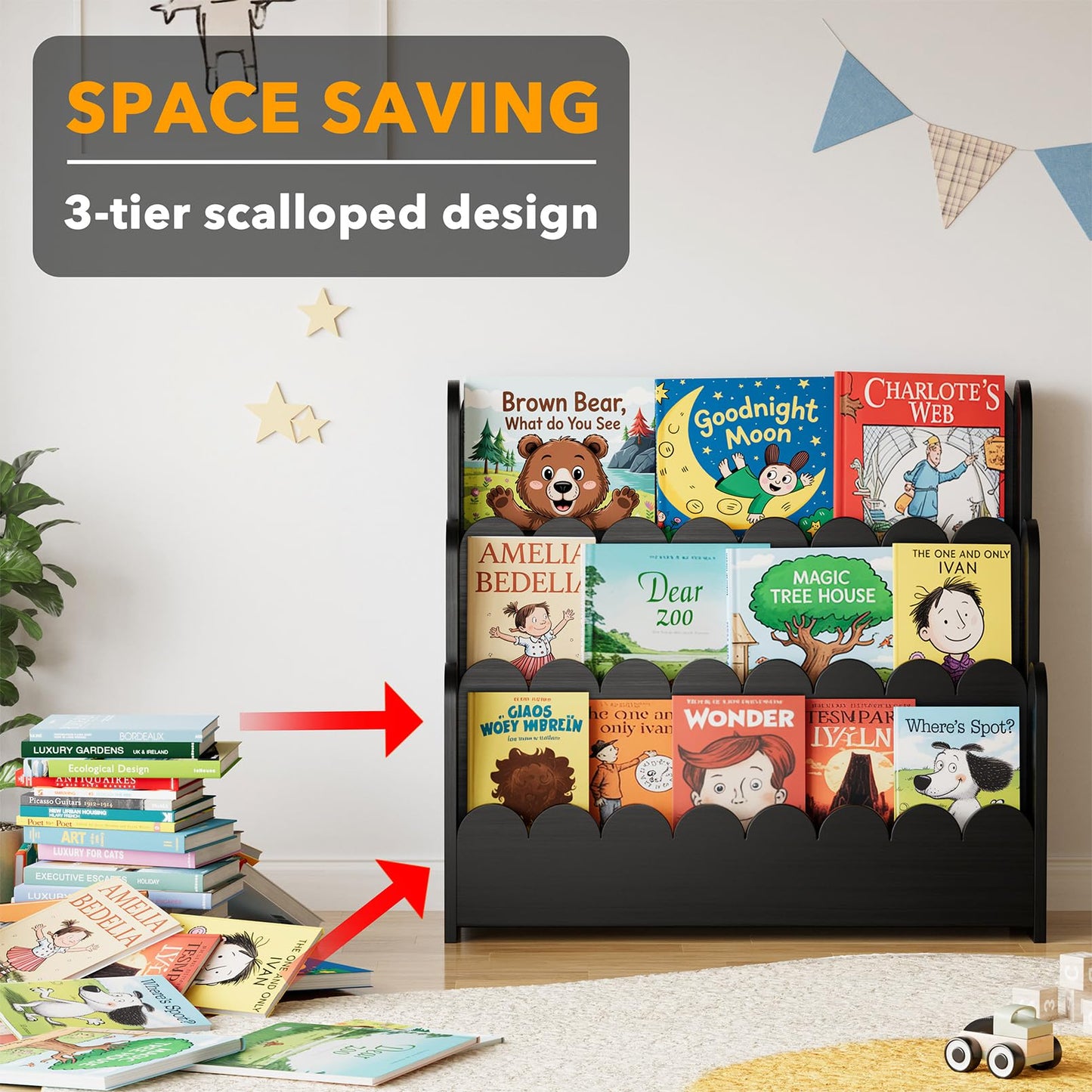 3-Tier Montessori Kids Bookshelf Organizer