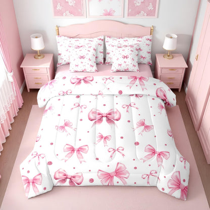 Pink Bow Bedding Set for Girls and Kids