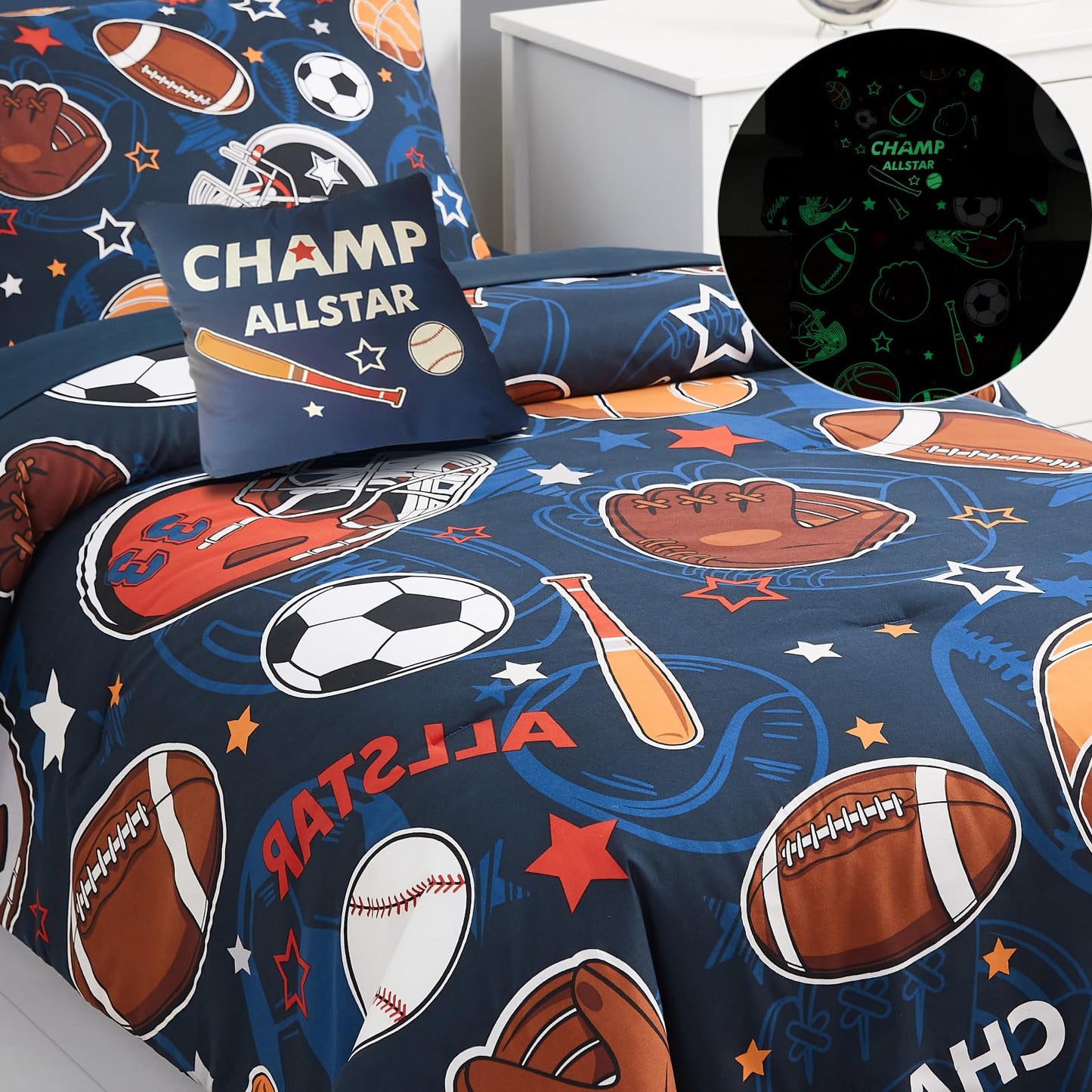 Glow-in-the-Dark Space Comforter Bedding Set
