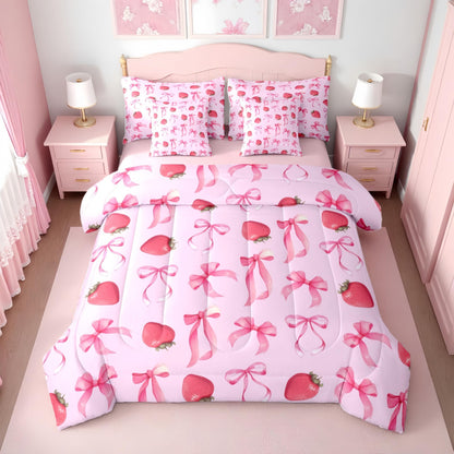 Pink Bow Bedding Set for Girls and Kids
