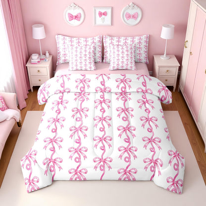 Pink Bow Bedding Set for Girls and Kids