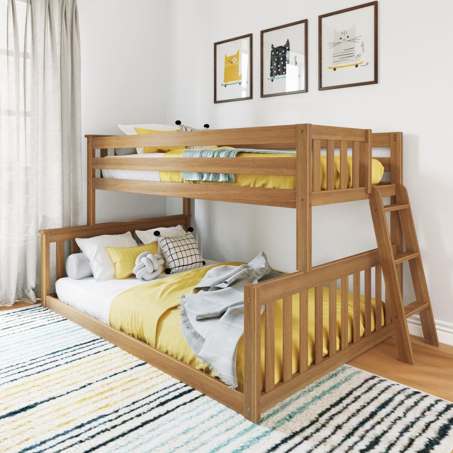 Twin Over Full Low Bunk Bed with Slide