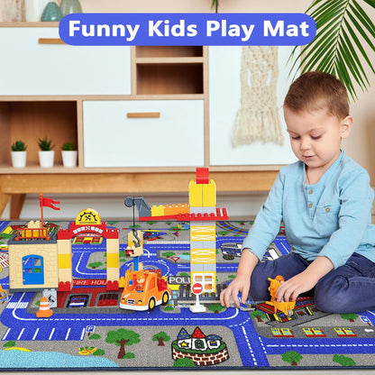Educational Traffic Road Play Rug for Kids Room