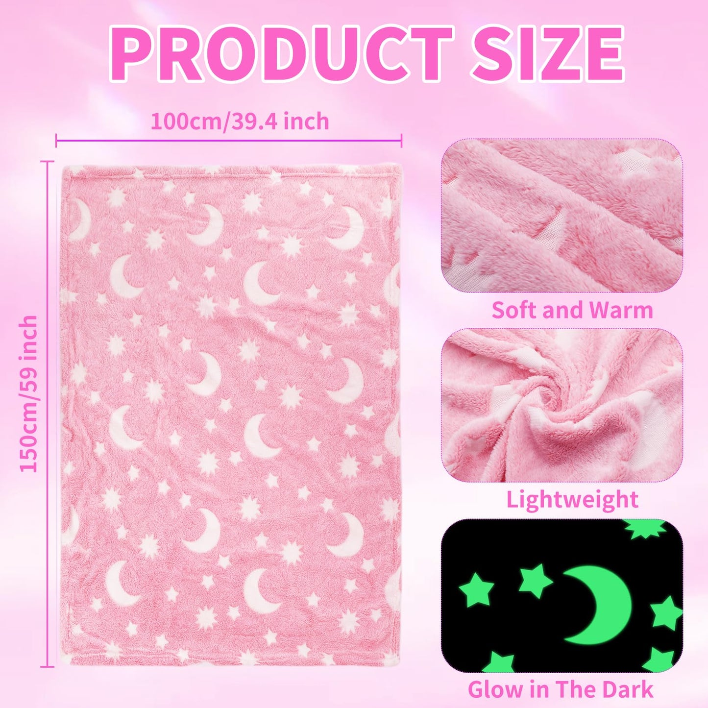 Glow-in-the-Dark Kids Flannel Sleepover Blanket Set