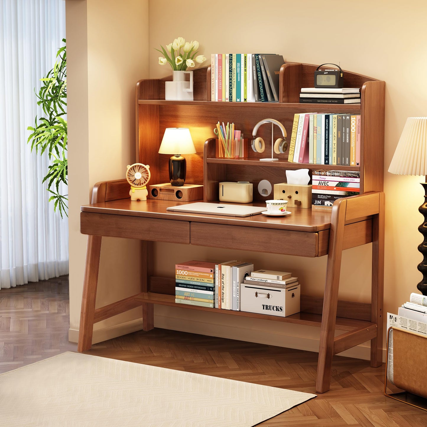 Kids Study Desk with Bookshelf and Drawers