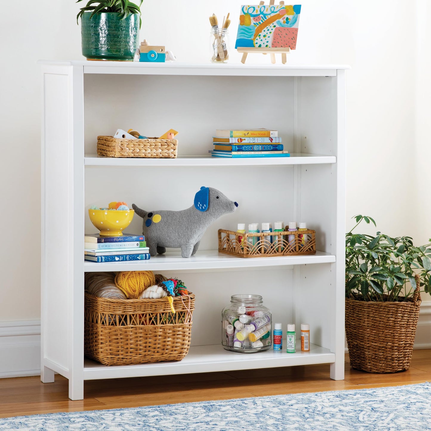 Wooden Kids Bookcase with Toy Storage Shelves