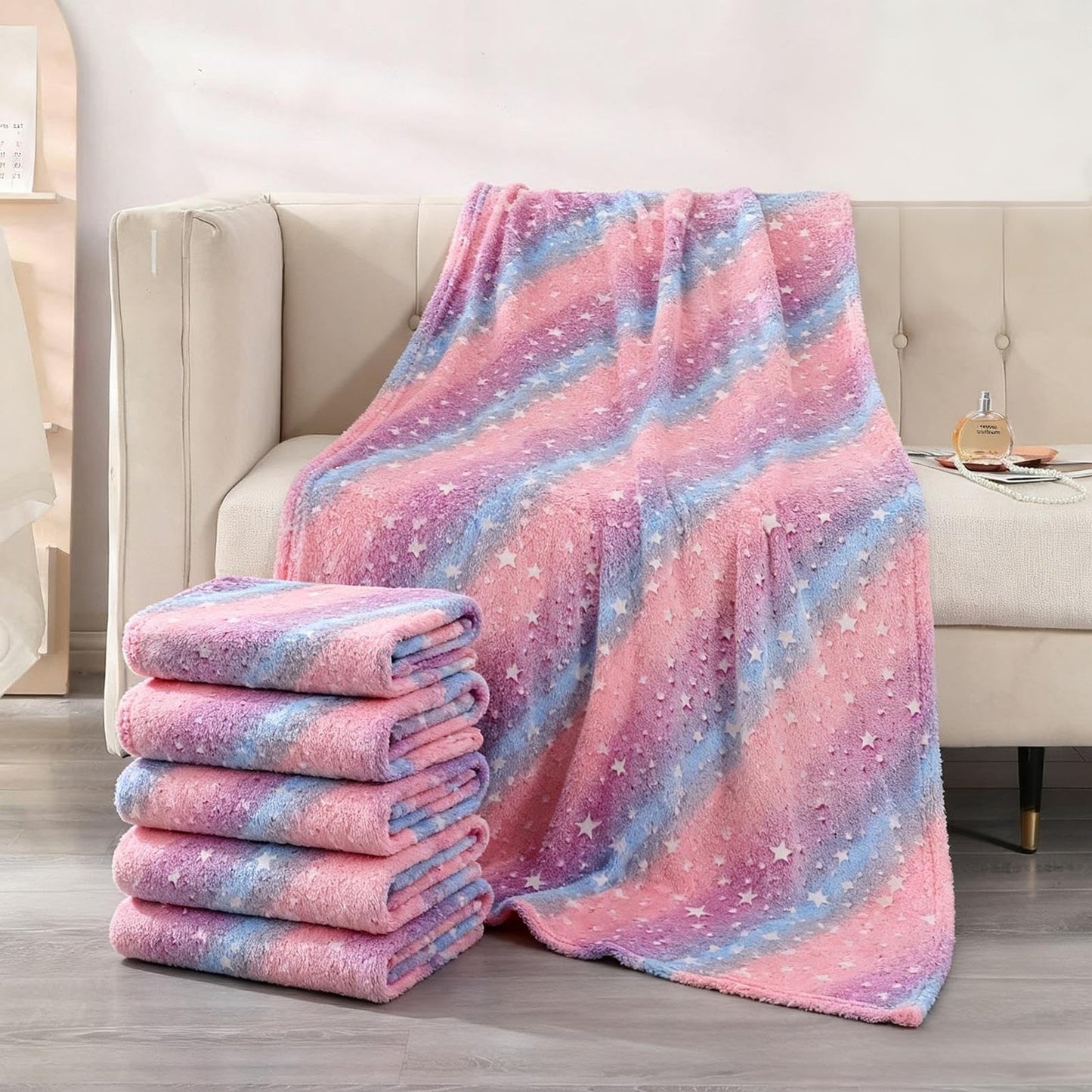 Glow-in-the-Dark Kids Flannel Sleepover Blanket Set