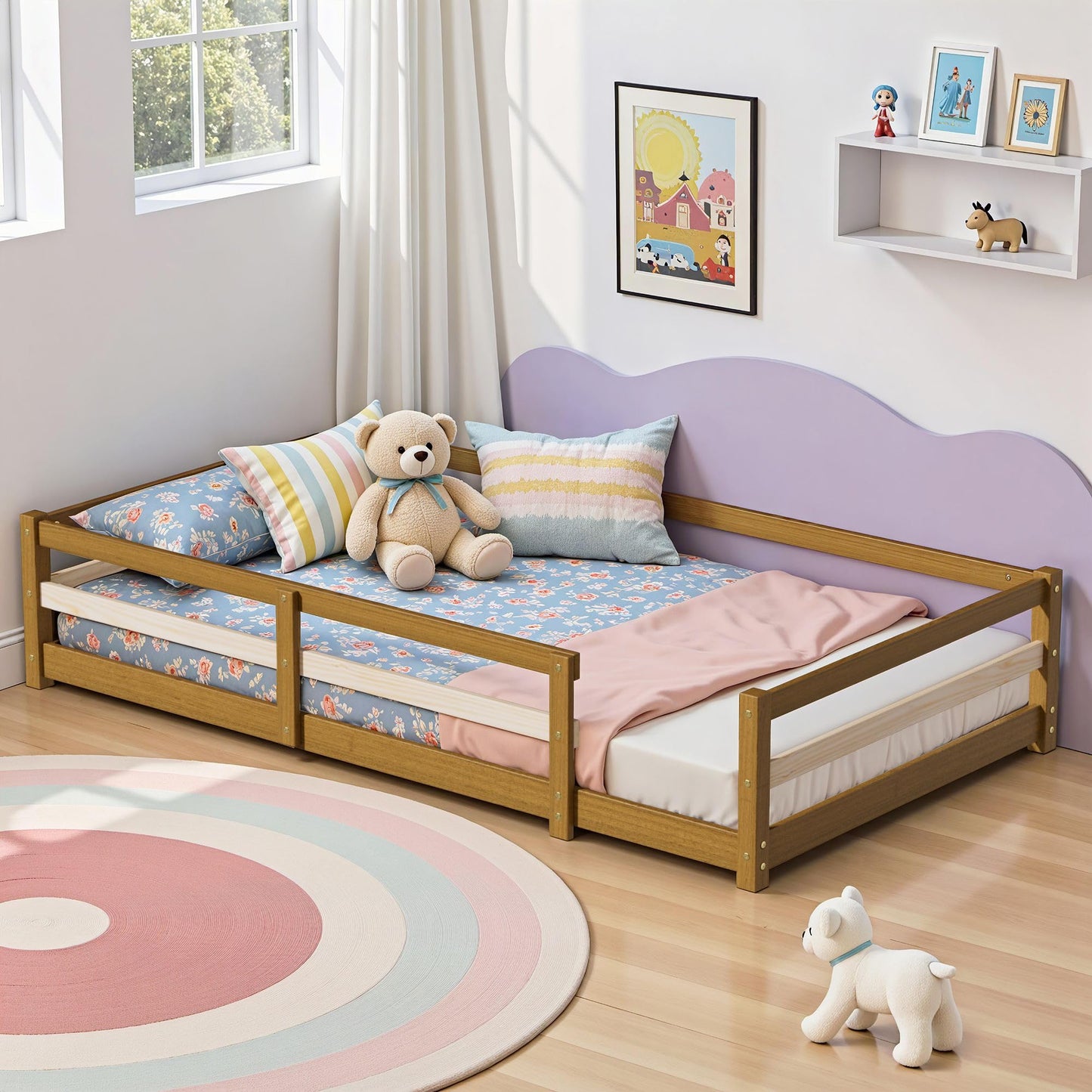 Montessori Floor Bed with Safety Rails
