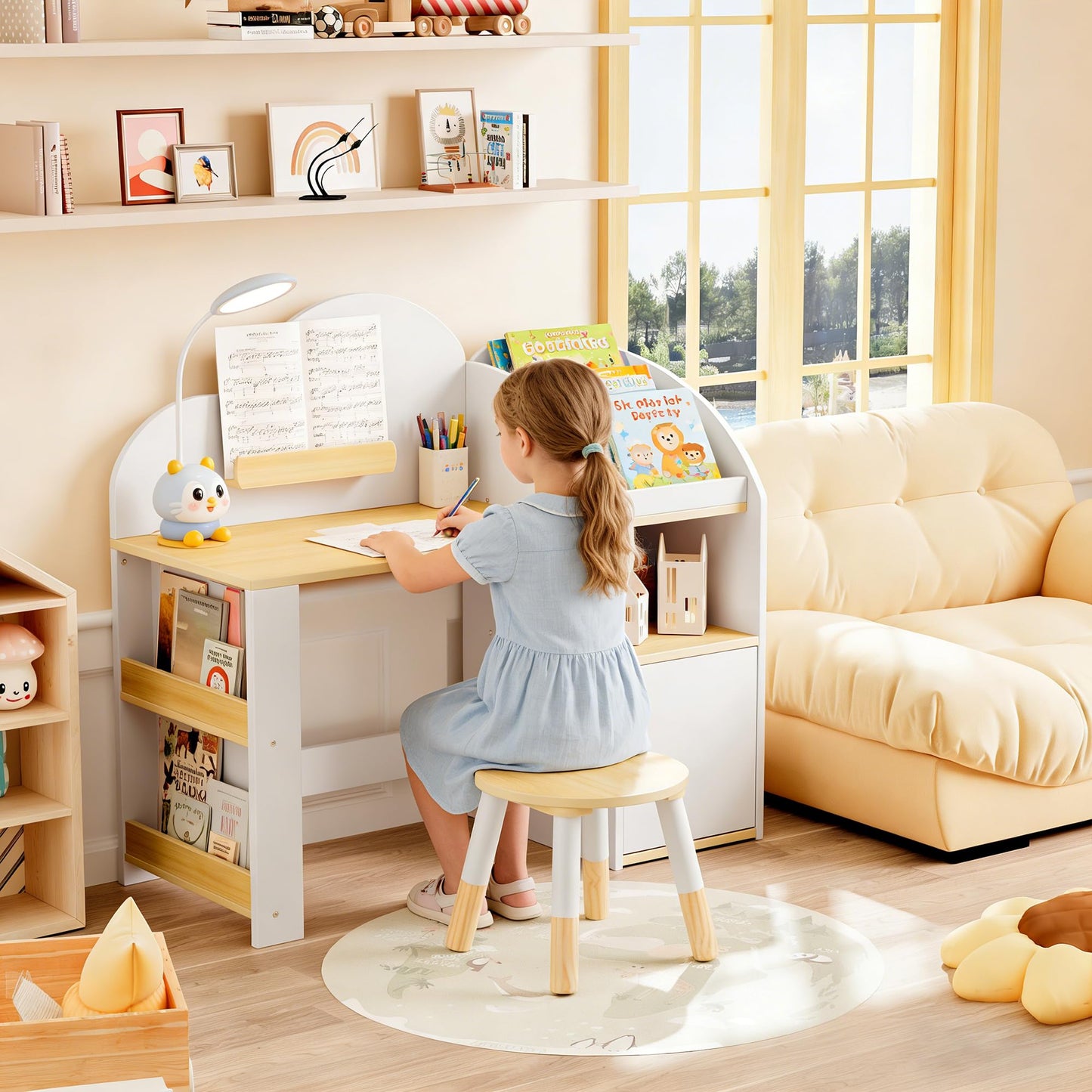 Kids Writing Desk with Storage Shelf