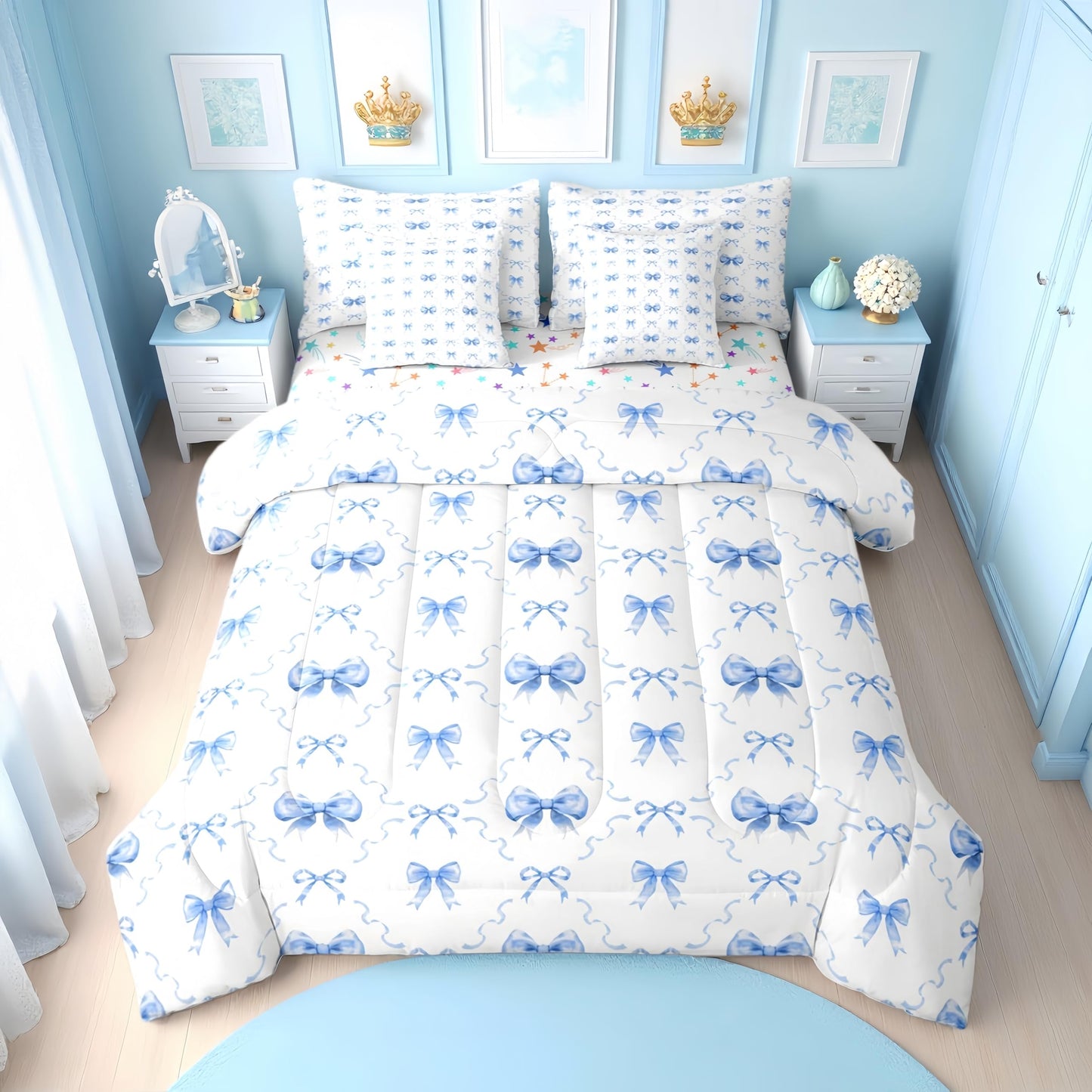 Pink Bow Bedding Set for Girls and Kids