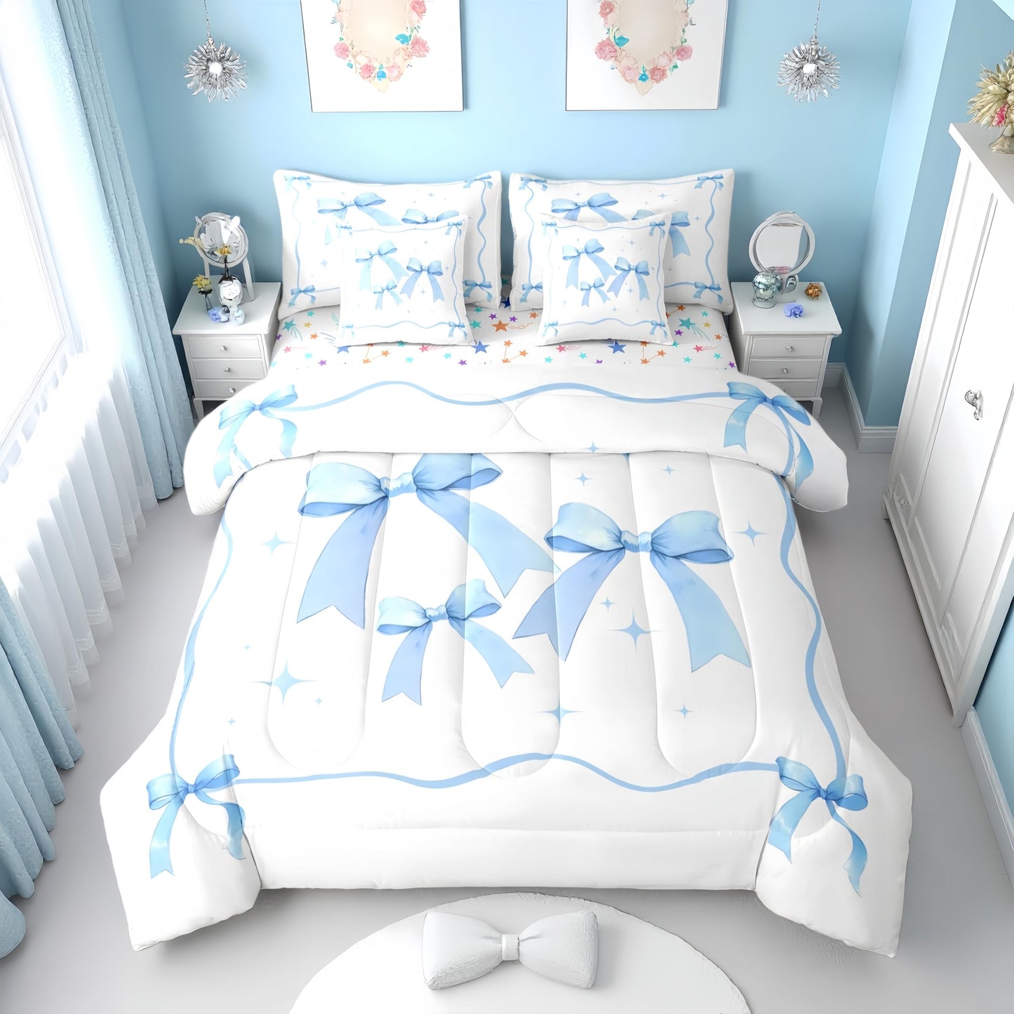 Pink Bow Bedding Set for Girls and Kids