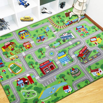 Educational Traffic Road Play Rug for Kids Room