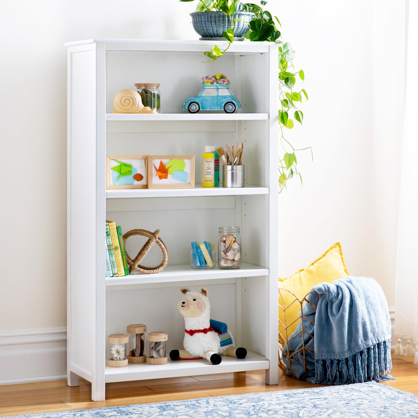 Wooden Kids Bookcase with Toy Storage Shelves