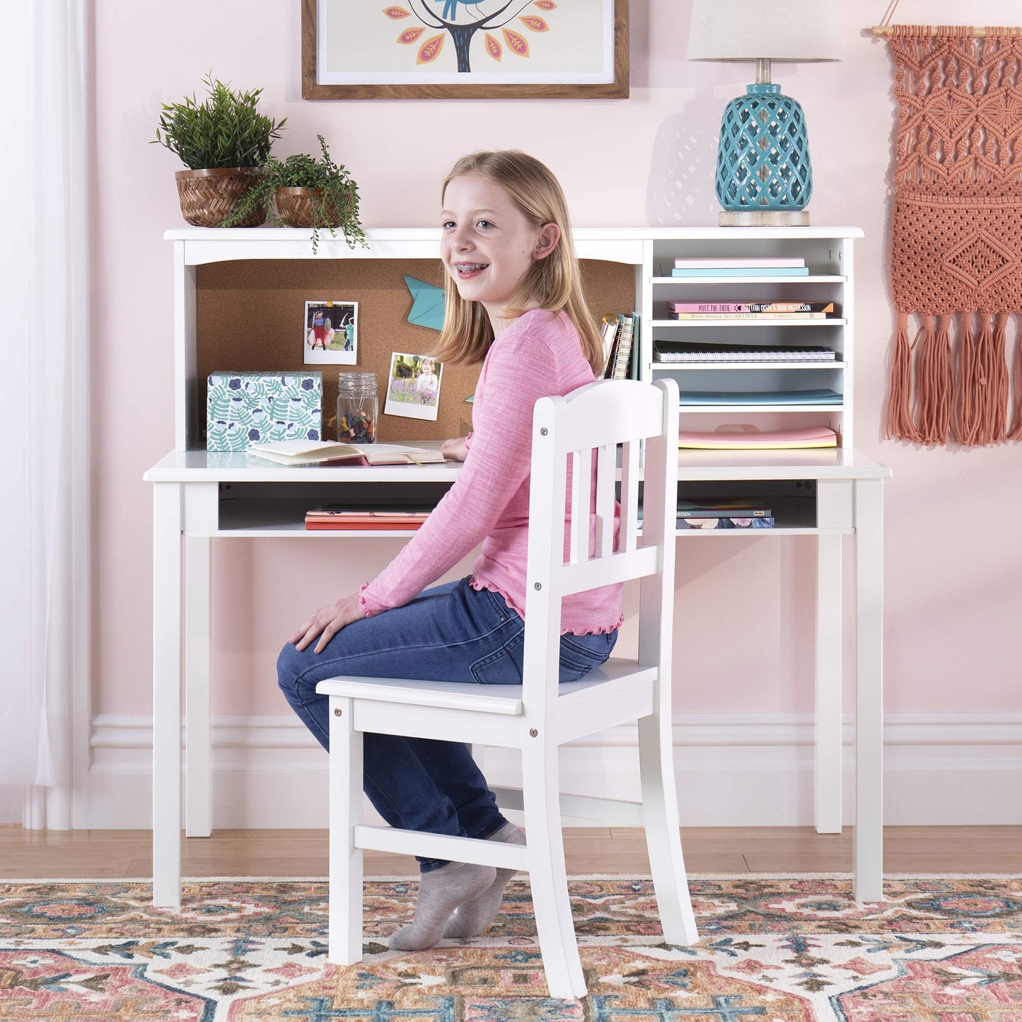 Kids Study Desk and Chair Set with Storage