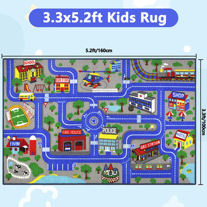 Educational Traffic Road Play Rug for Kids Room