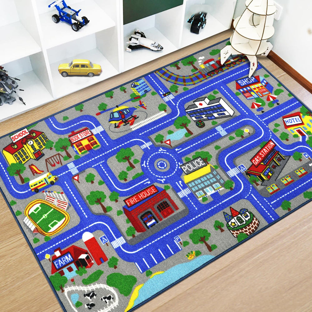 Educational Traffic Road Play Rug for Kids Room