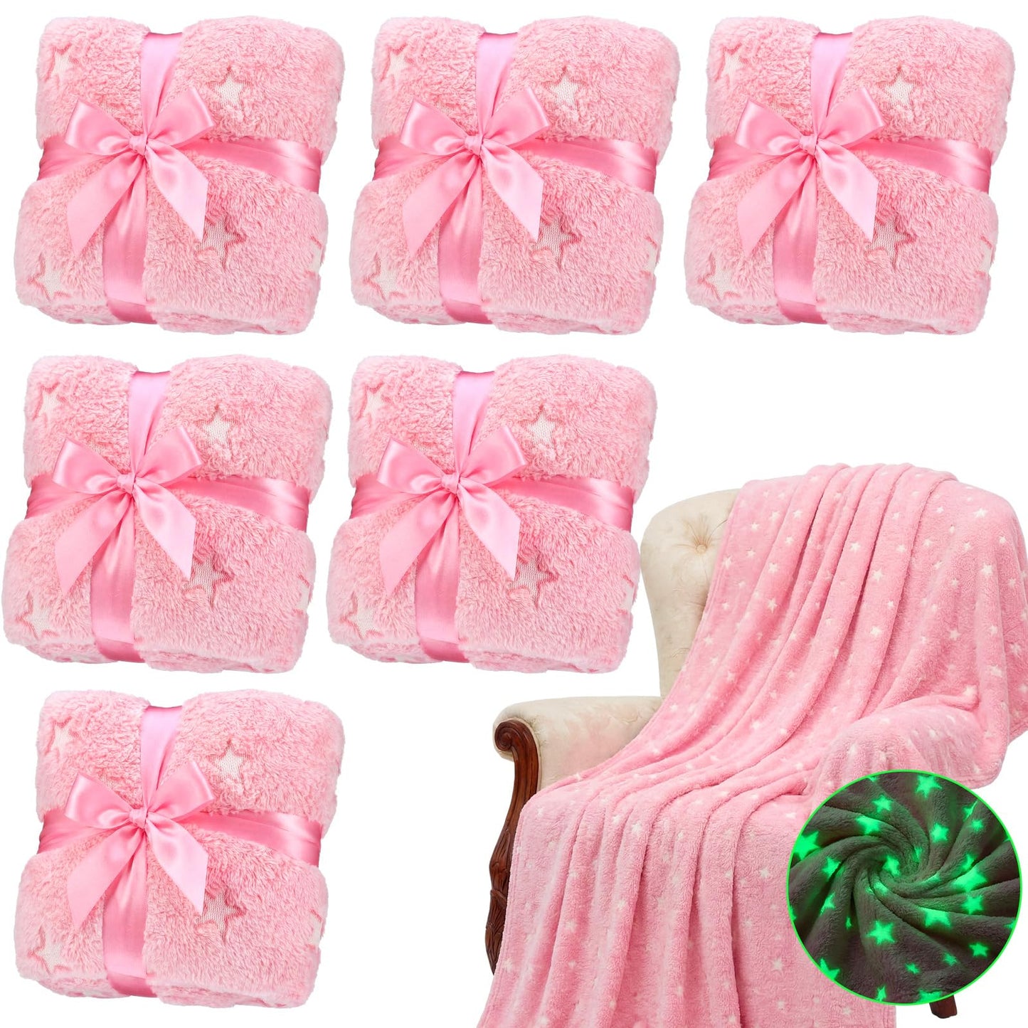 Pink Flannel Throw Blanket Set for Sleepovers