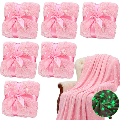 Pink Flannel Throw Blanket Set for Sleepovers