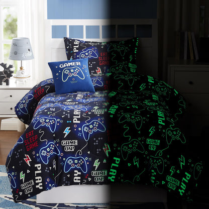 Glow-in-the-Dark Space Comforter Bedding Set