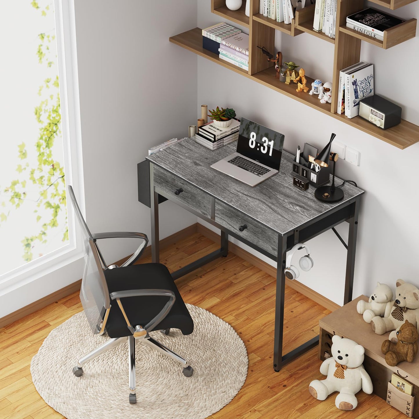 Computer Desk with Drawers and Storage Bag