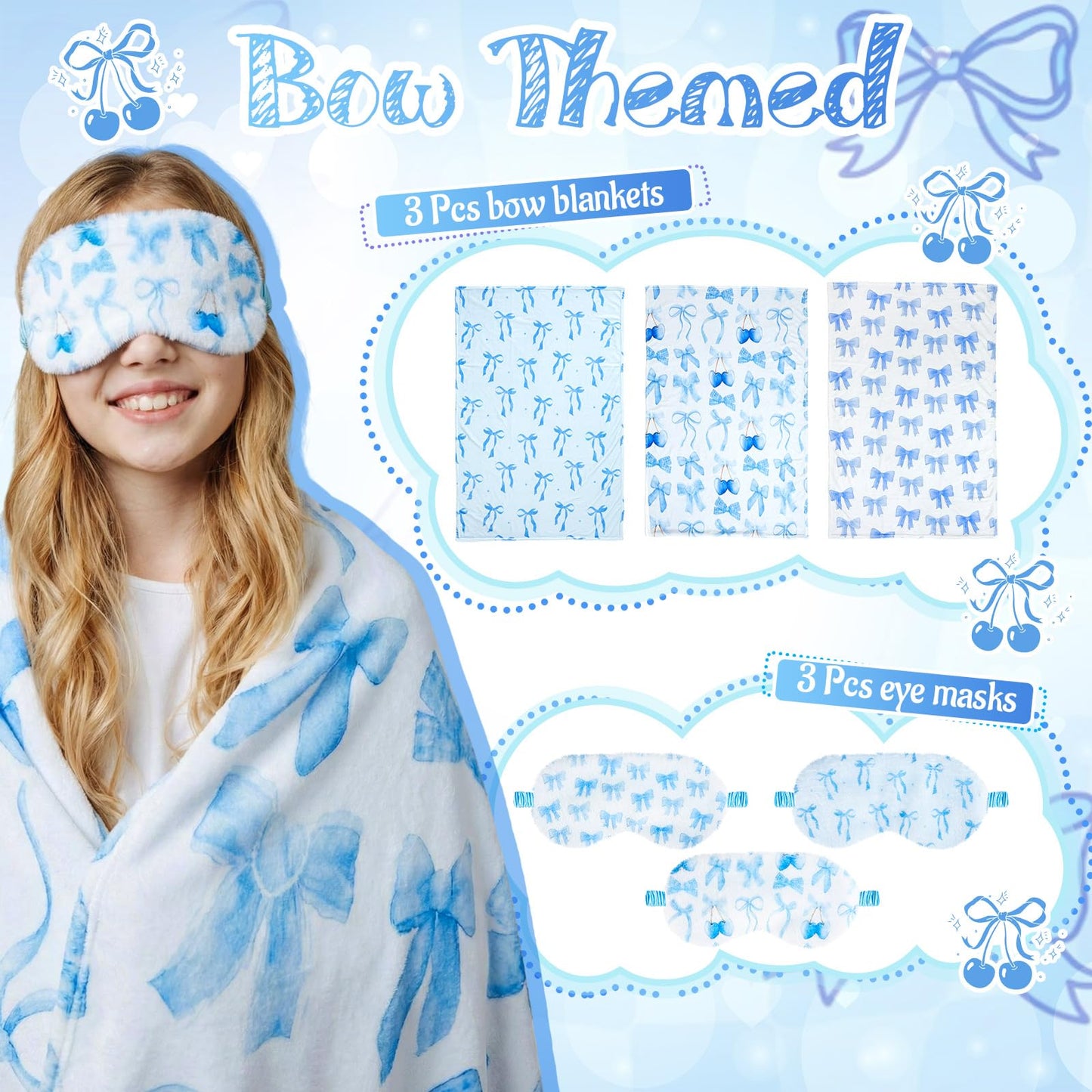 Kids Sleepover Blanket & Eye Mask Party Set