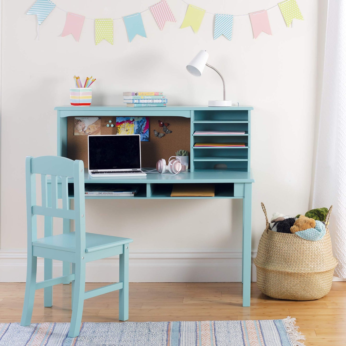 Kids Study Desk and Chair Set with Storage