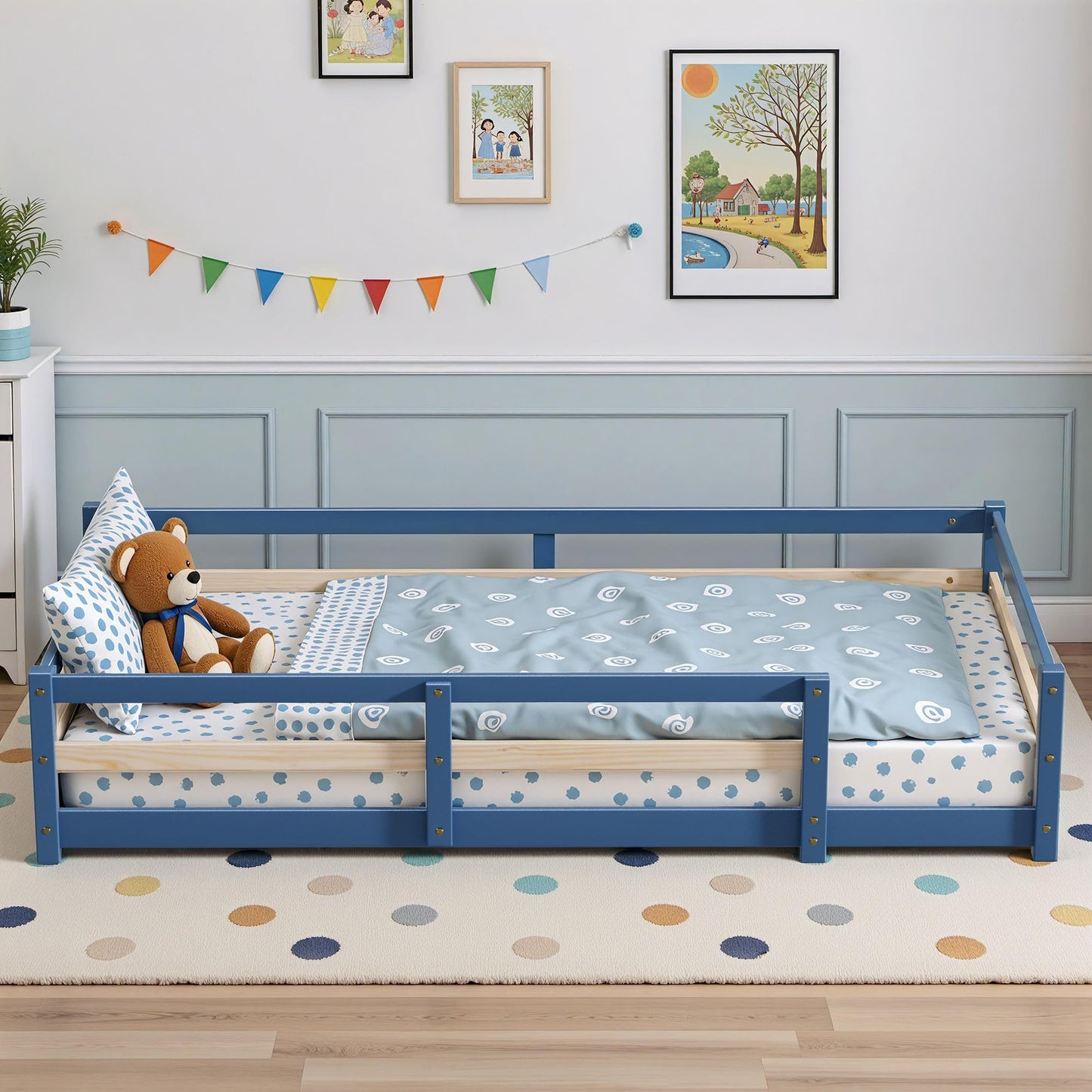 Montessori Floor Bed with Safety Rails
