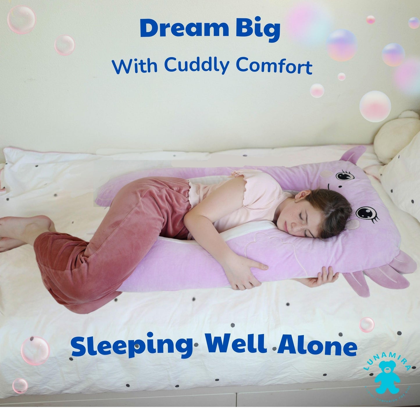 LUNAMIRA Kids Body Pillow for Children
