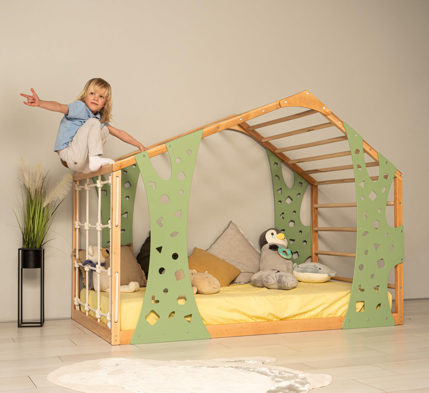 Montessori Floor Bed Frame with Safety Rails