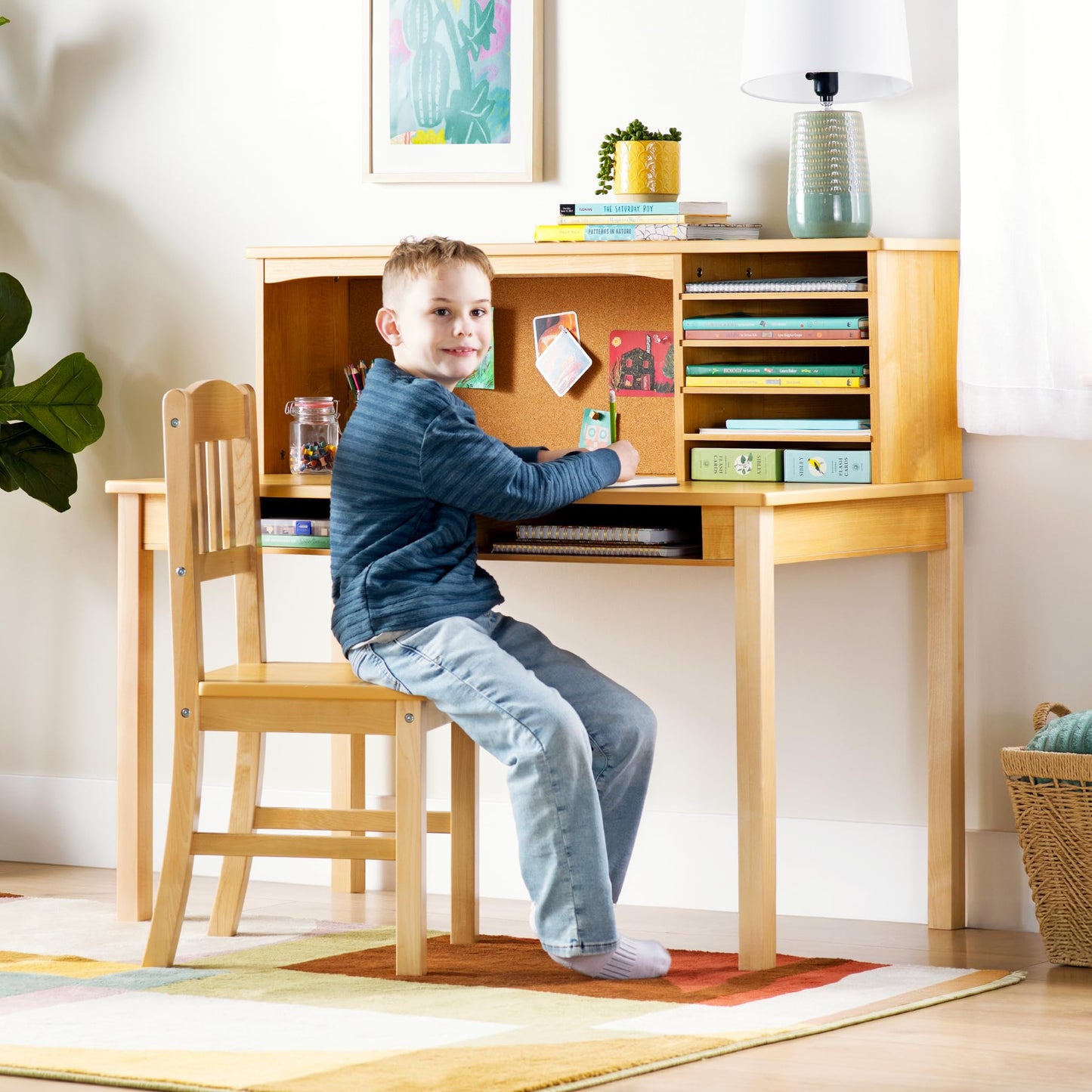 Kids Study Desk and Chair Set with Storage