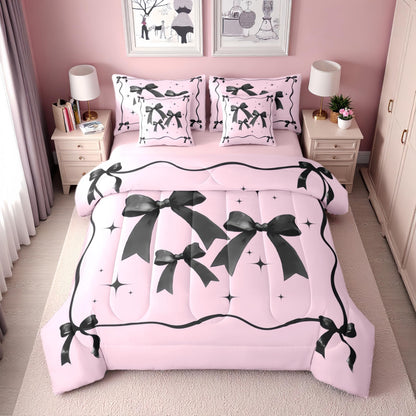 Pink Bow Bedding Set for Girls and Kids