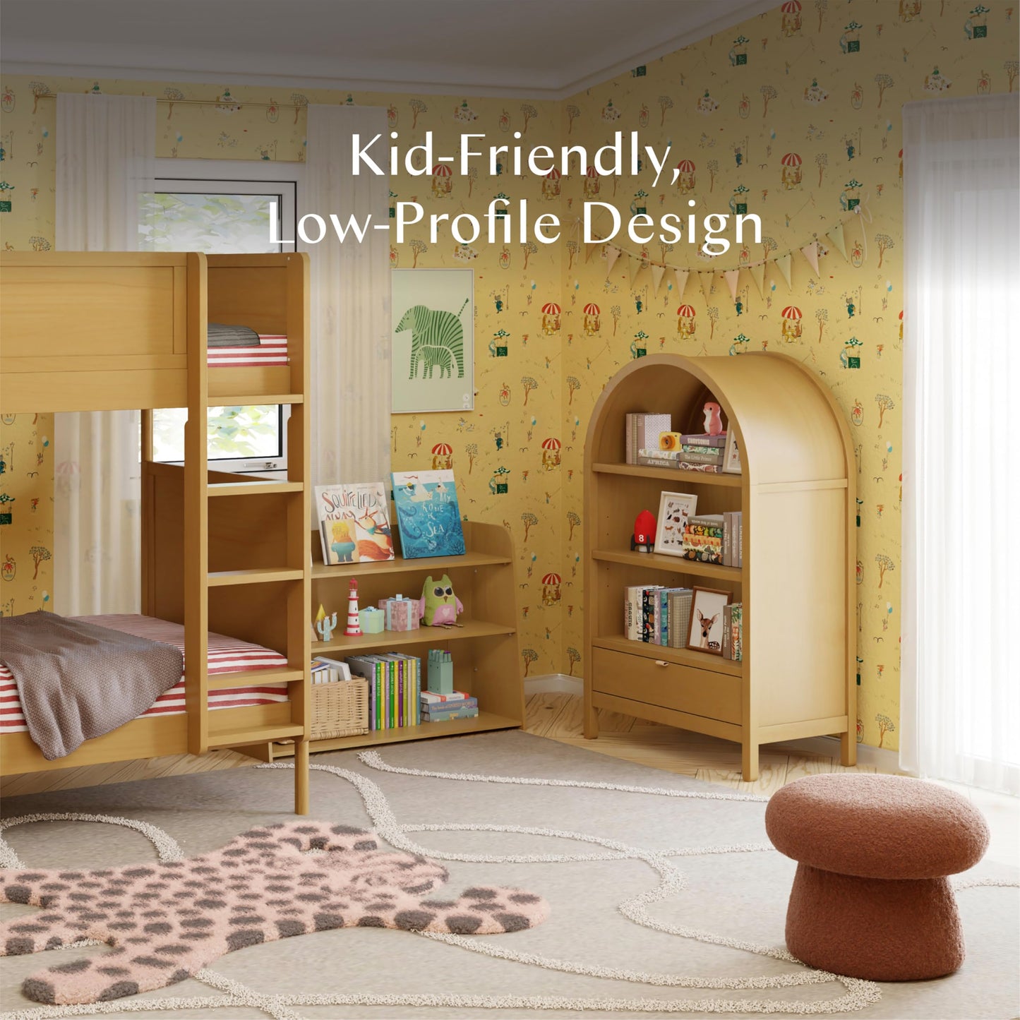 Wooden Bookcase with Drawer and Adjustable Shelf